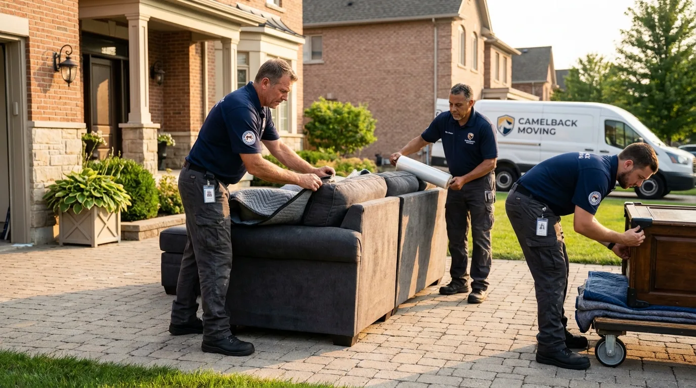 Large estate moving crew wrapping furniture in Marietta, PA