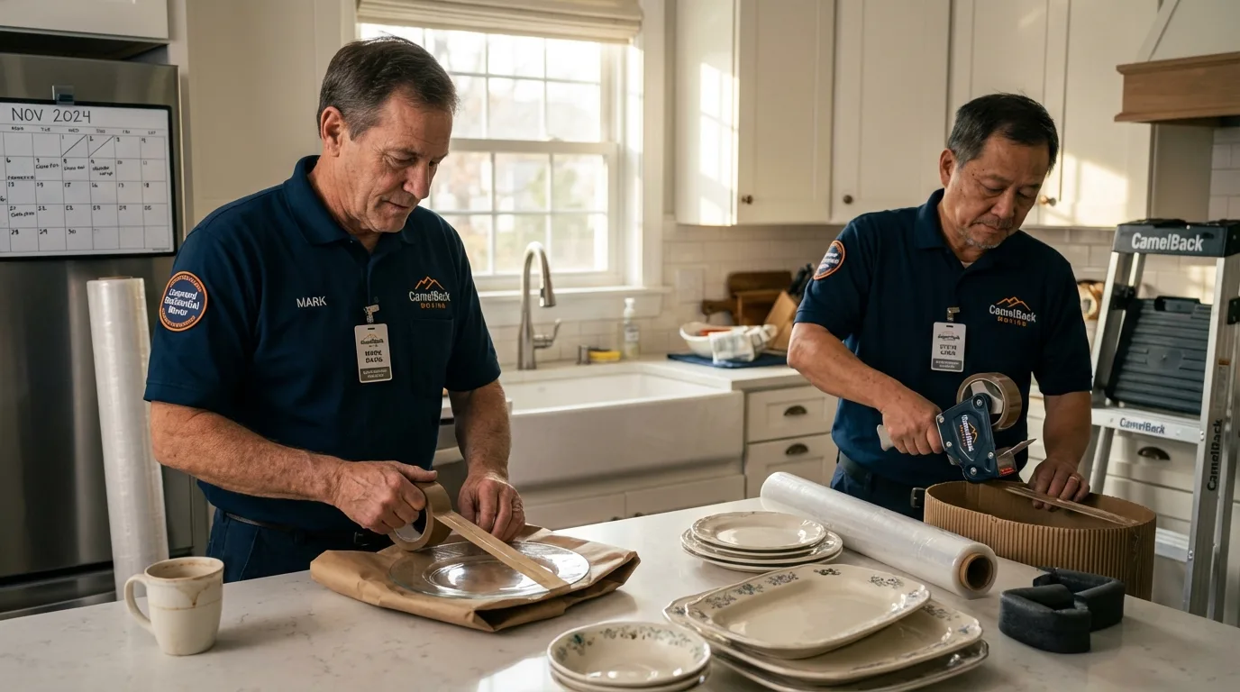 Professional crew packing kitchen dishware in Marietta, PA